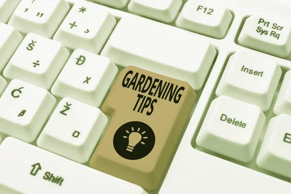 Sign displaying Gardening Tips. Word Written on Proper Practices in growing crops Botanical Approach Developing New Interactive Website, Editing Programming Codes