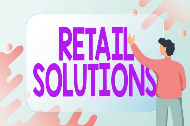 Perakende Çözümler işaretini gösteren bir ilham. Yeni E- posta Düzenleme, Çevrimiçi Davet Listeleri Oluşturma İnternet Konsepti ve müşteri memnuniyetini arttırma süreci