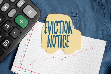 Conceptual display Eviction Notice. Conceptual photo an advance notice that someone must leave a property Thinking New Bright Ideas Renewing Creativity And Inspiration clipart