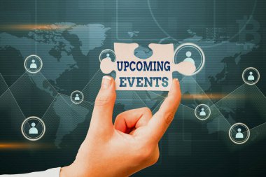 İlham verici olayları gösteren metin. Yeni Gelecek Teknolojileri Açığa Çıkaran Elle Yapboz Parçası 'nın yakında gerçekleşmesi planlanan kamusal ya da sosyal bir olay anlamına geliyor..