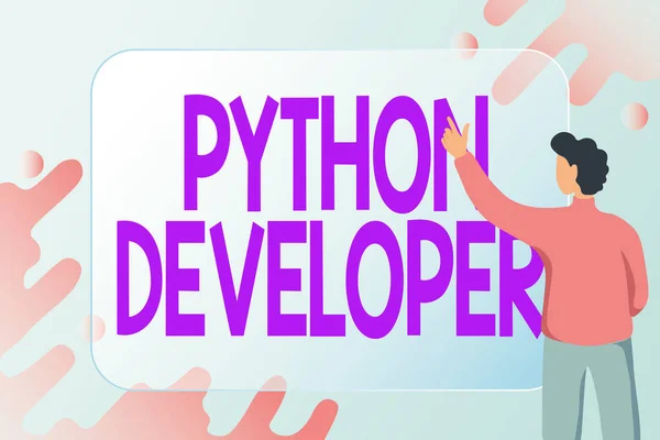 Text som visar inspiration Python Developer. Word for responsible for writing serverside web application logic Sammanfattning Skriva ny e-post, skapa inbjudningslistor online — Stockfoto