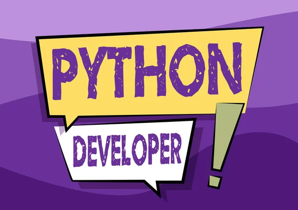 Правообладатель иллюстрации Python Developer Word WebMoney отвечает за написание логотипа веб-приложения для серверов. — стоковое фото