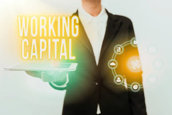Text, der Inspiration für Working Capital zeigt. Geschäftsübersicht Geld, das einem Unternehmen für den Tagesbetrieb zur Verfügung steht. — Stockfoto