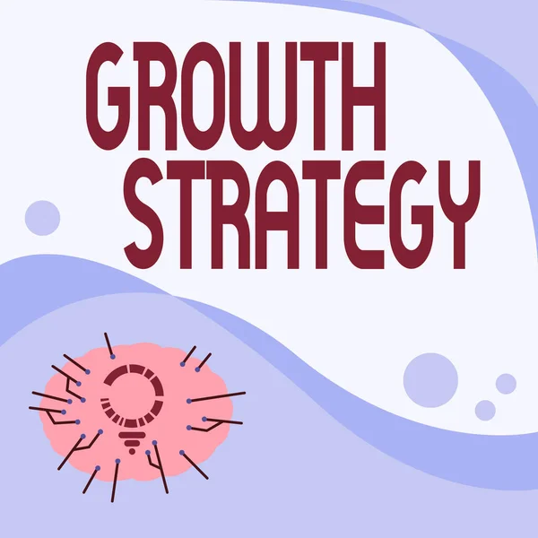 手書きのサイン成長戦略.ビジネスアプローチ空の書き込みスペースの横に複数の行でビジネスや市場の電球図面を展開するために使用する方法. — ストック写真