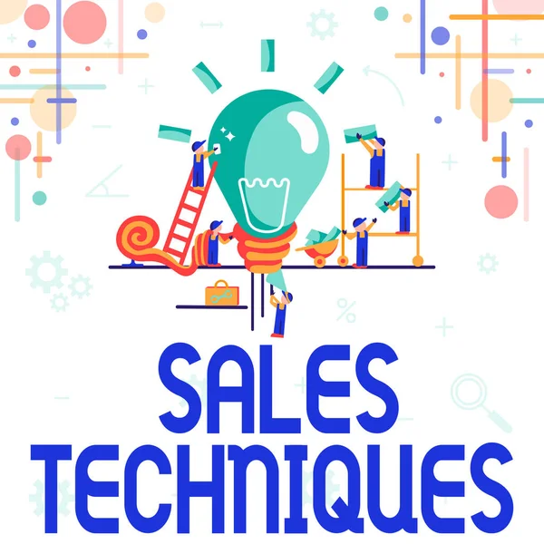 Conceptuele weergave Sales Techniques. Internet Concept methoden die sales professionals gebruiken om inkomsten te genereren Abstract Samenwerken voor betere resultaten, Group Effort Concept — Stockfoto