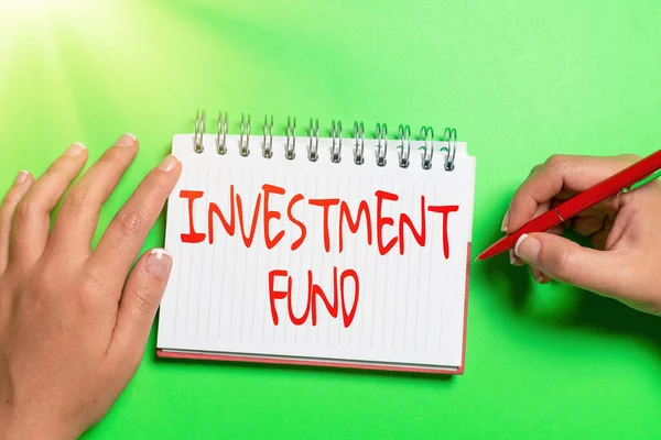 Konzeptioneller Investitionsfonds. Word Written on A supply of capital, das zahlreichen Investoren gehört Brainstorming Probleme und Lösungen, die relevante Fragen stellen — Stockfoto