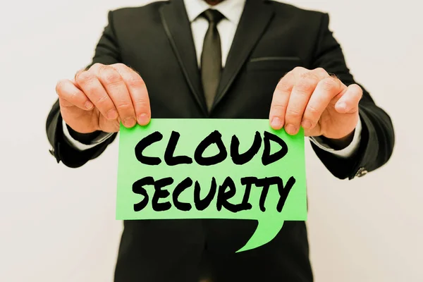 Ręczny napis Cloud Security. Koncepcja biznesowa ochrona danych przechowywanych online przed kradzieżą i usunięciem Prezentacja nowych planów i pomysłów Proces planowania — Zdjęcie stockowe