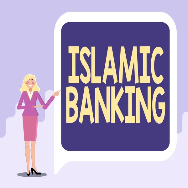 Visualizzazione concettuale Islamic Banking. Parola per sistema bancario basato sui principi della legge islamica Visualizza informazioni importanti, presentazione di nuove idee — Foto Stock