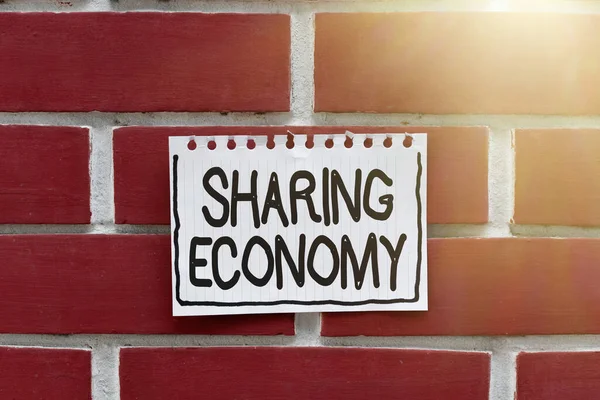 Conceptual display Sharing Economy. Business overview economic model based on providing access to goods Thinking New Bright Ideas Renewing Creativity And Inspiration
