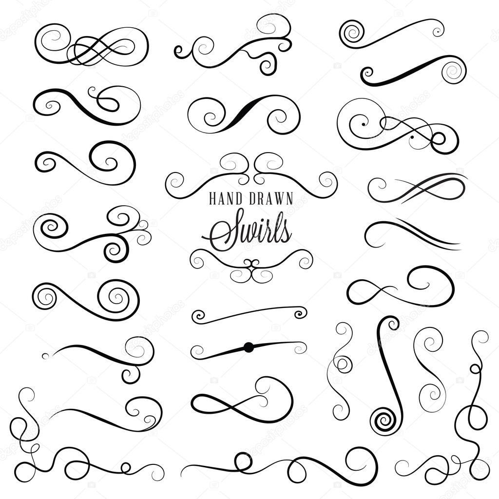 Hand drawn swirls and flourishes. Calligraphic design elements