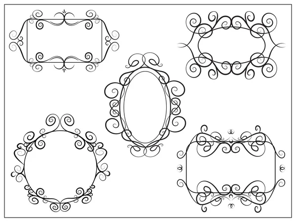 Ensemble de cadres tourbillonnants vintage décoratifs. Éléments de conception — Image vectorielle