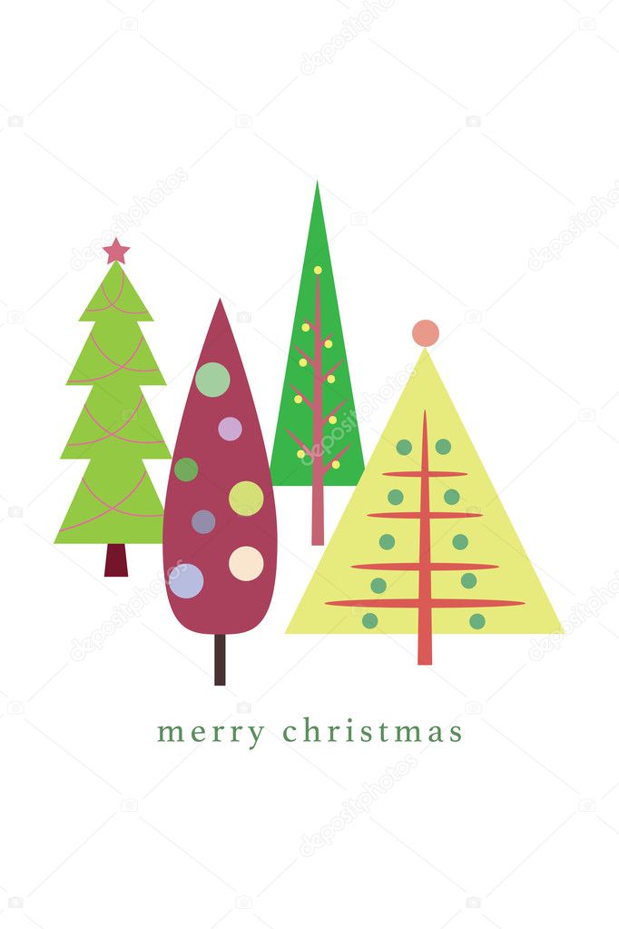 Christmas card with christmas trees