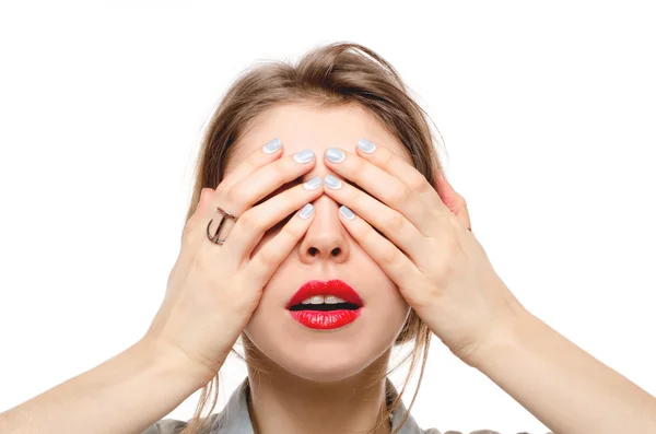 Woman Covering Her Eyes — Stock Photo, Image