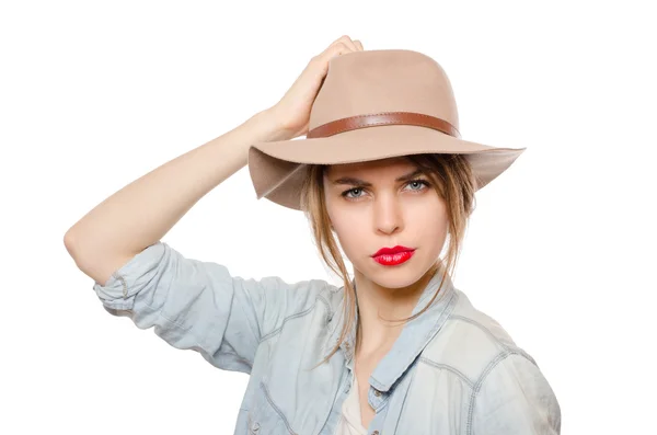 Mujer bonita con sombrero — Foto de Stock