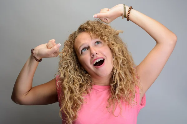 Yawning attractive woman stretching — Stock Photo, Image