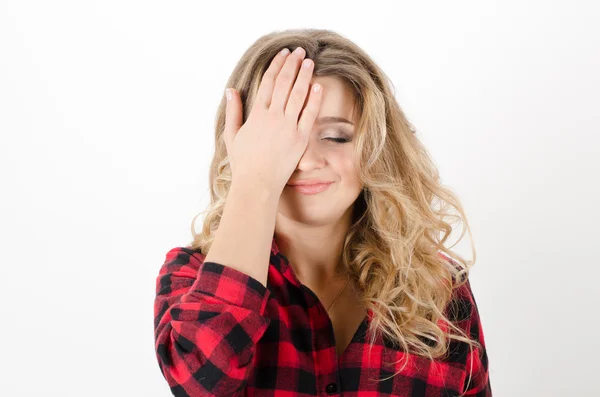 Bonito, jovem mulher fazer facepalm — Fotografia de Stock