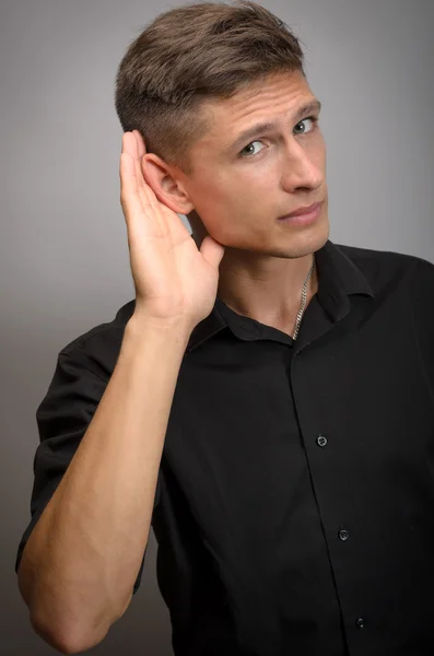 Man trying to hearing — Stock Photo, Image