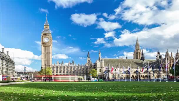 Pohybu časová prodleva Big Ben, palác (Houses of Parliament), Parliament Square, Londýn, Velká Británie — Stock video