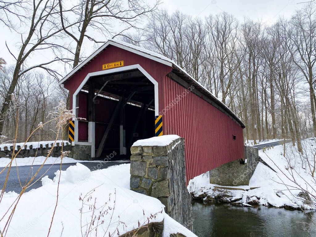 Kurtz's Mill Covered Bridge in historic Lancaster County of Pennsylvania