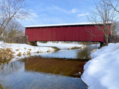 Weaver's Mill Covered Bridge in winter in Lancaster Pennsylvania