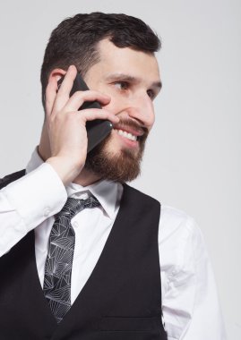 yürüyüş ve beyaz arka plan üzerinde Evet işadamı