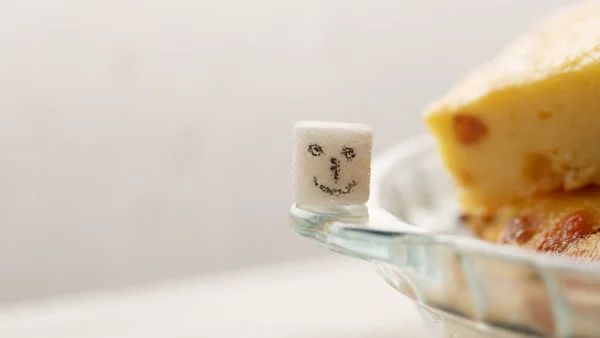 Cottage Cheese Casserole Raisins Filling Sugar Cube — Stock Photo, Image