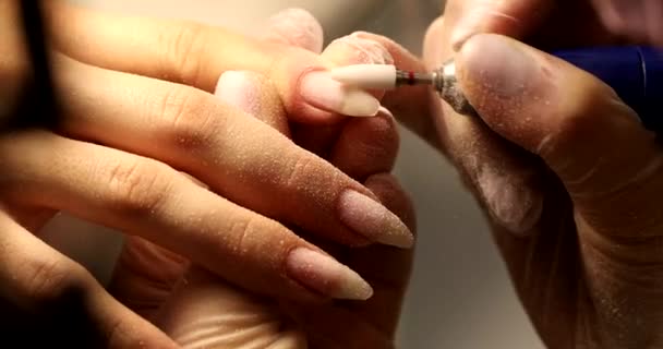 Rimozione Del Rivestimento Gel Dalle Unghie Hardware Manicure Salone Bellezza — Video Stock