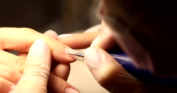 Remoção Revestimento Gel Unhas Hardware Manicure Salão Beleza Mestre Serviço — Vídeo de Stock