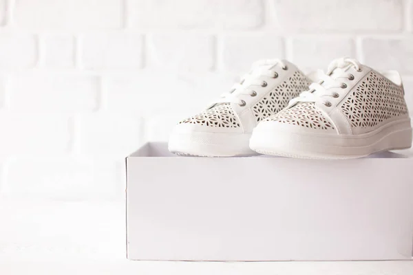 Close View White Trendy Shoes — Stock Photo, Image