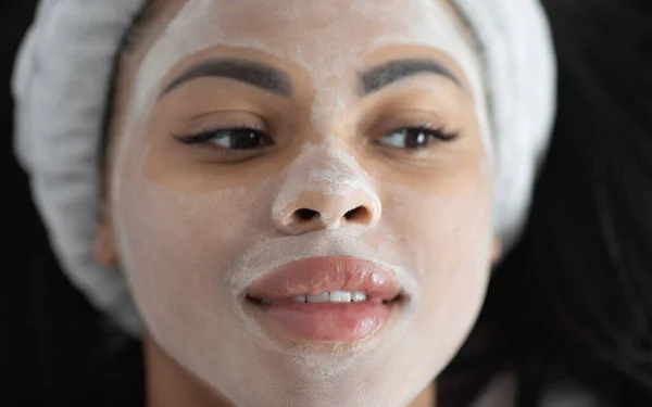 Close View Beautiful Young Woman Face Mask Spa Salon — Stock Photo, Image