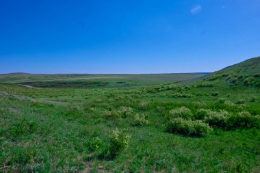 Güney Urallar 'ın bahar dağlarının manzarası güneşle aydınlanır.