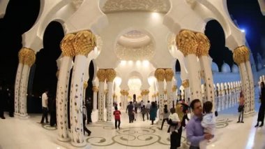 Zaman atlamalı Şeyh Zayed Grand Camii Abu Dhabi Birleşik Arap Emirlikleri, gece