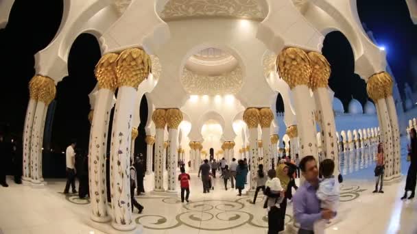 Zaman atlamalı Şeyh Zayed Grand Camii Abu Dhabi Birleşik Arap Emirlikleri, gece — Stok video