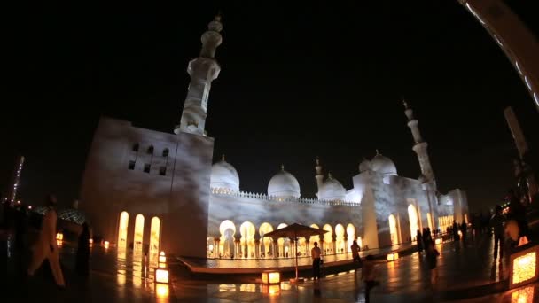 Mezquita Sheikh Zayed Abu Dhabi Emiratos Árabes Unidos, noche — Vídeos de Stock