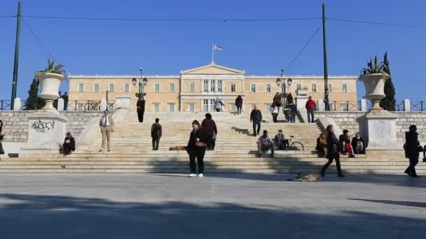 Syntagma-Platz und Parlamentsgebäude — Stockvideo