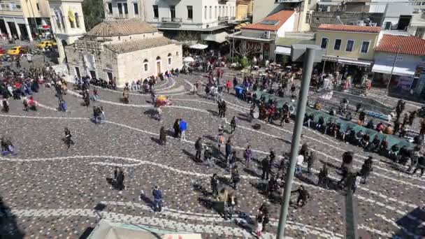 Time lapse Monastiraki Square in Capital Cities Athens — Stock Video