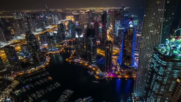 Time lapse aerial view Sheikh Zayed Road with Dubai Marina — Stock