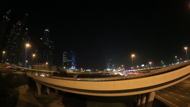 Upływ czasu Rush Hour przy Sheikh Zayed Road w nocy — Wideo stockowe