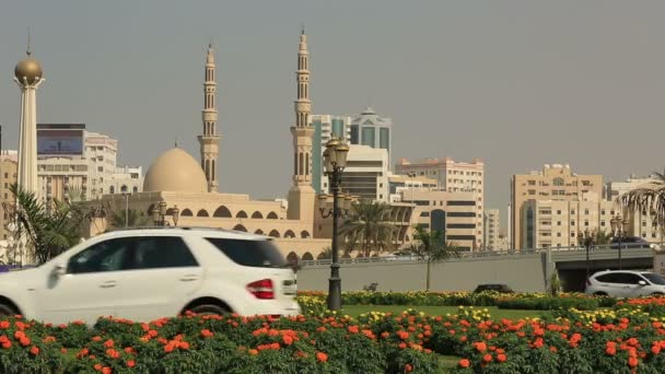 Pohled město Sharjah — Stock video