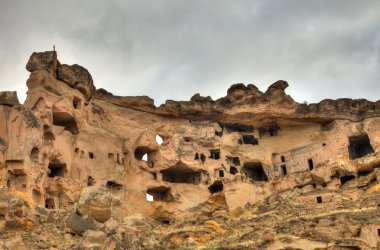 Ünlü mağara şehir Cappadocia, Türkiye'de, Hdr fotoğraf