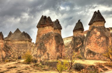 Ünlü mağara şehir Cappadocia, Türkiye'de, Hdr fotoğraf