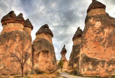 Ünlü mağara şehir Cappadocia, Türkiye'de, Hdr fotoğraf