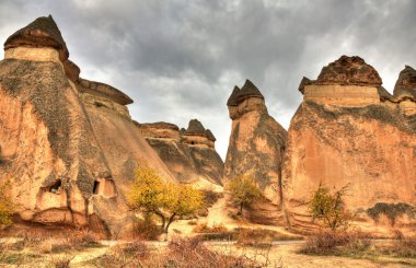 Ünlü mağara şehir Cappadocia, Türkiye'de, Hdr fotoğraf