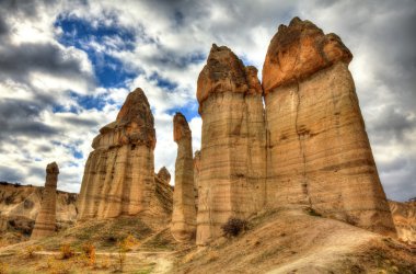 Ünlü mağara şehir Cappadocia, Türkiye'de, Hdr fotoğraf