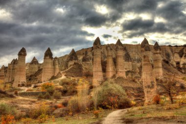 Ünlü mağara şehir Cappadocia, Türkiye'de, Hdr fotoğraf