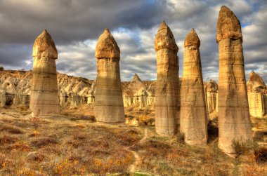 Ünlü mağara şehir Cappadocia, Türkiye'de, Hdr fotoğraf