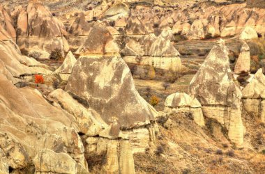 Ünlü mağara şehir Cappadocia, Türkiye'de, Hdr fotoğraf