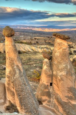 Ünlü mağara şehir Cappadocia, Türkiye'de, Hdr fotoğraf