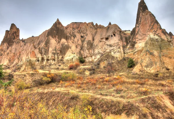 Ciudad cueva famosa Capadocia en Turquía, HDR fotografía —  Fotos de Stock