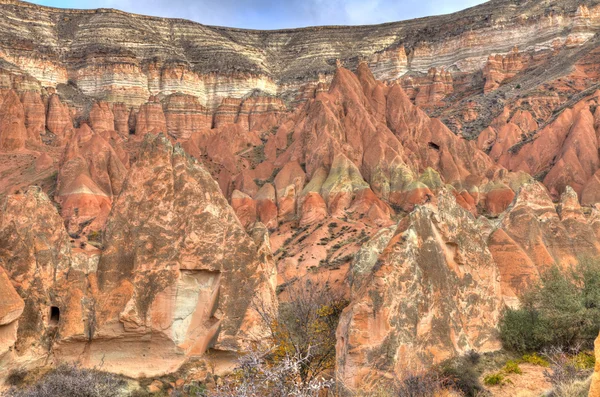 Ciudad cueva famosa Capadocia en Turquía, HDR fotografía — Foto de Stock